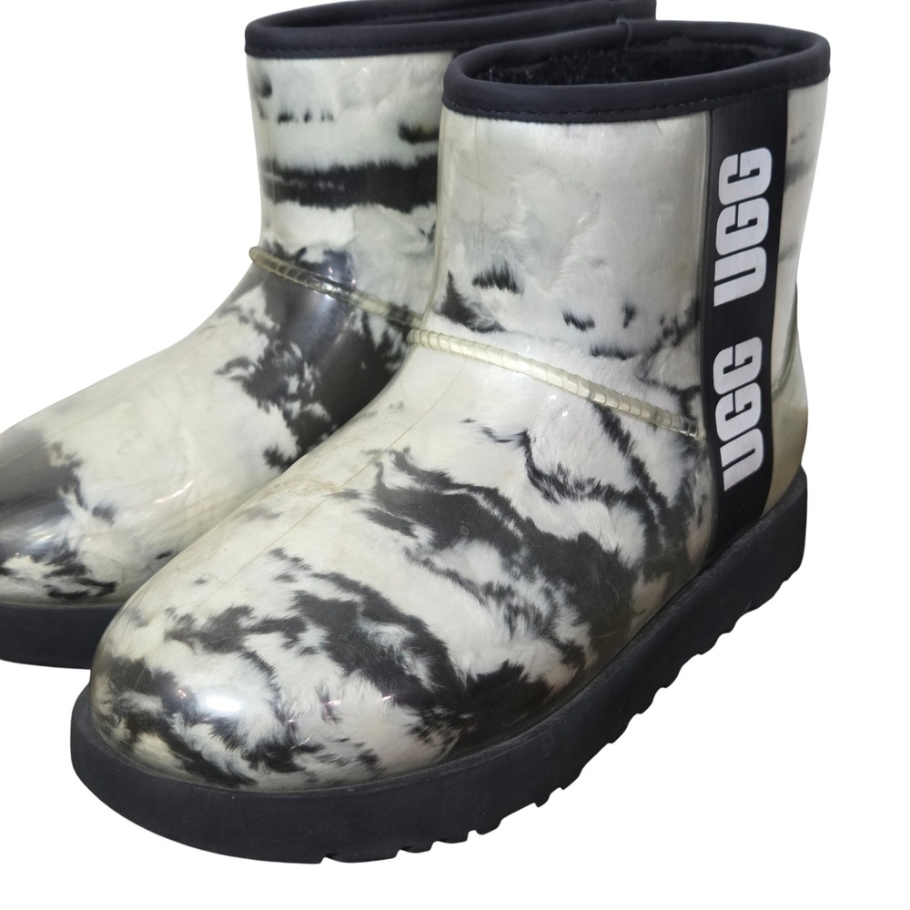 UGG Ankle Boots Shearling Lined Marble Print Lug Sole Size 6‎